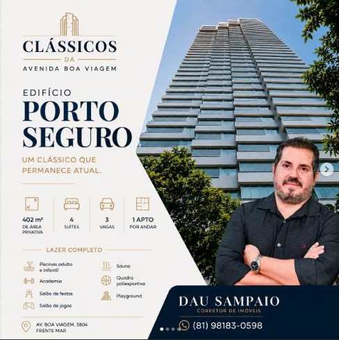 Card sobre o Edifício Porto Seguro, o mais alto do Recife até 2003