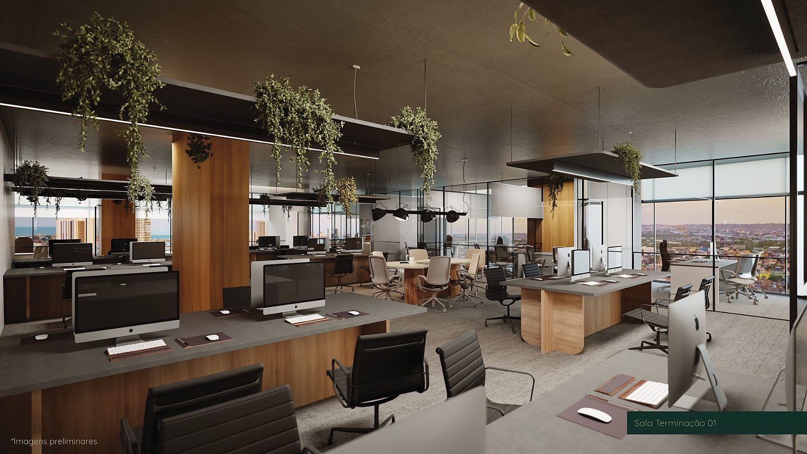 Sala comercial montada como escritório corporativo no Marie Curie