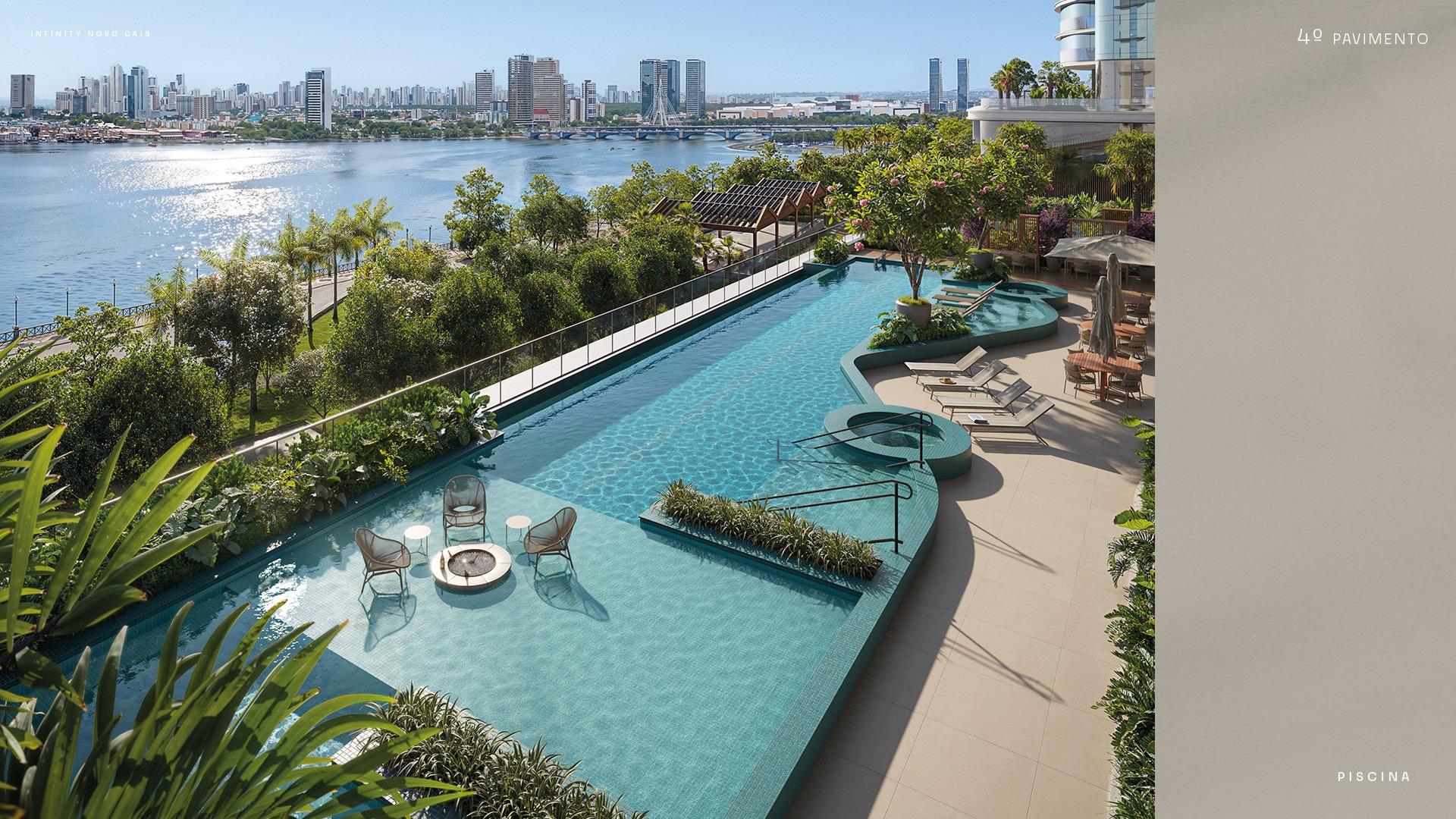 Piscina do Infinity & Stay Cais, de frente para o Capibaribe