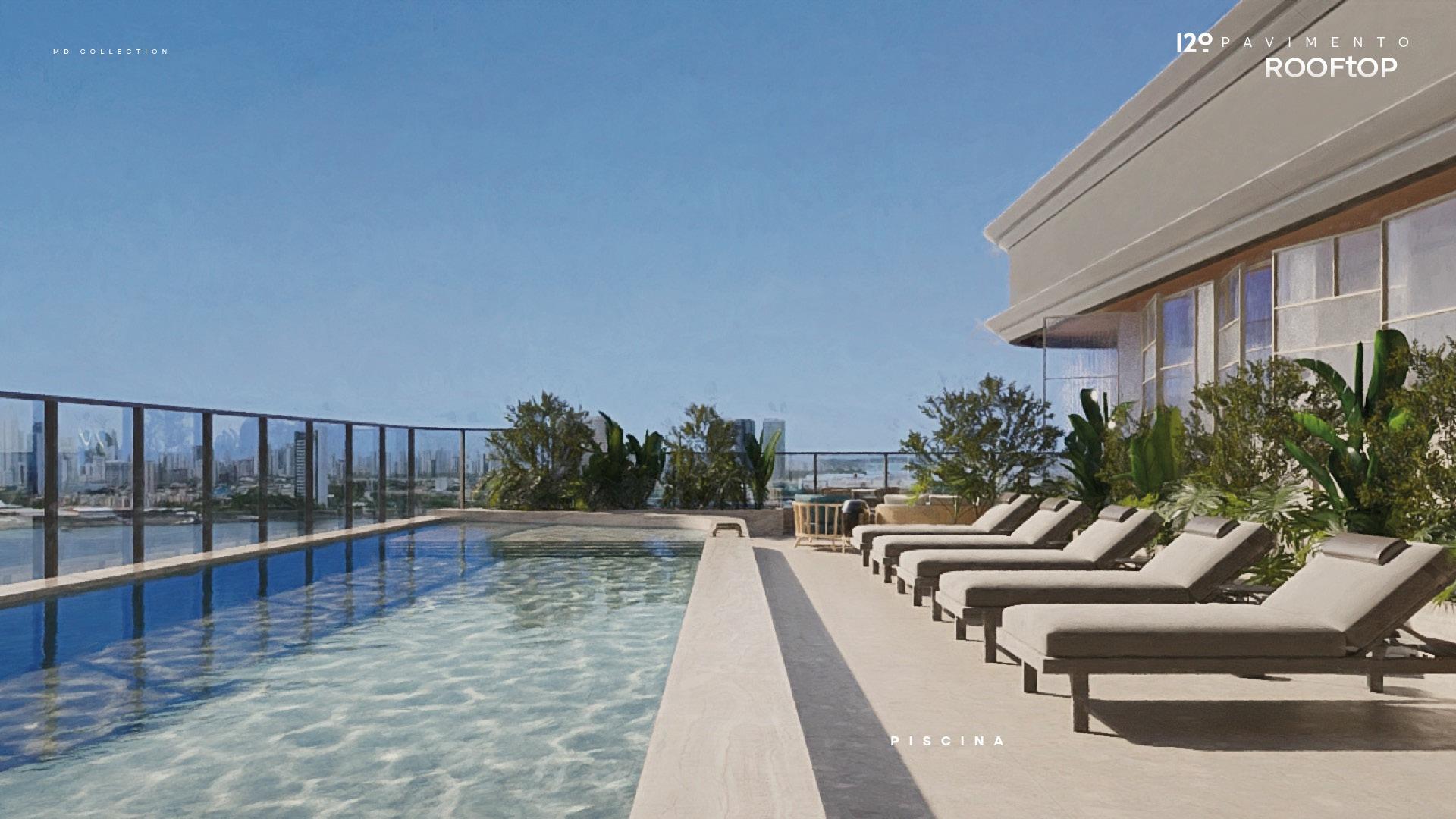 Piscina com borda infinita no rooftop do Stay Cais