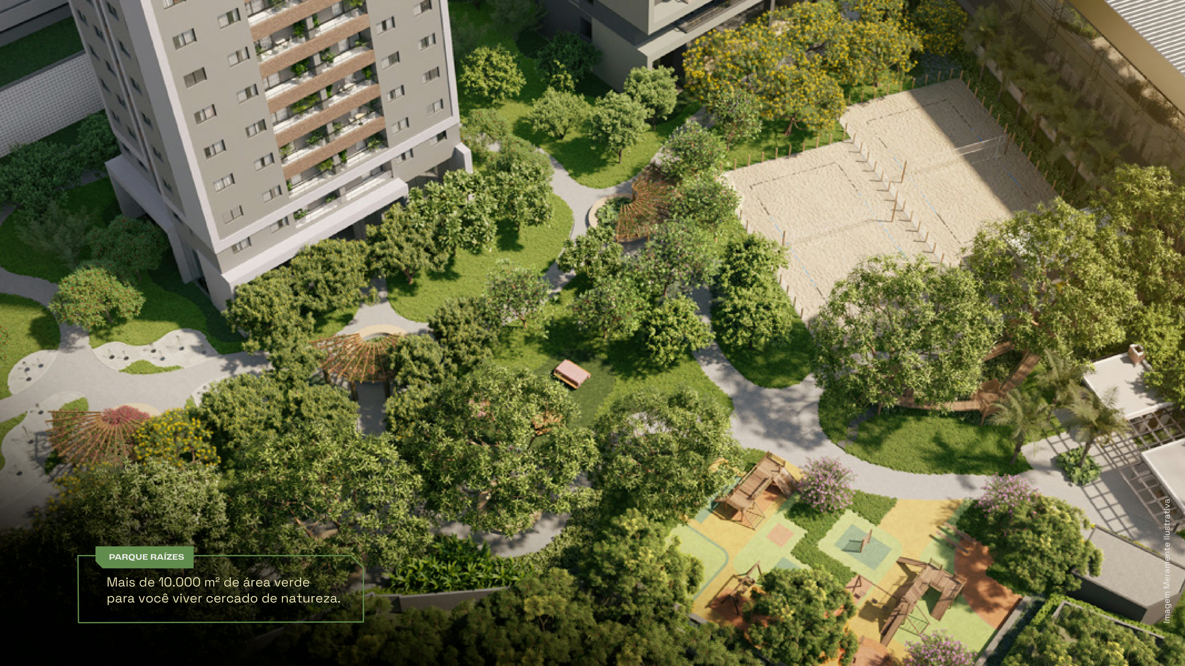Parque Raízes — mais de 10.000 m² de área verde