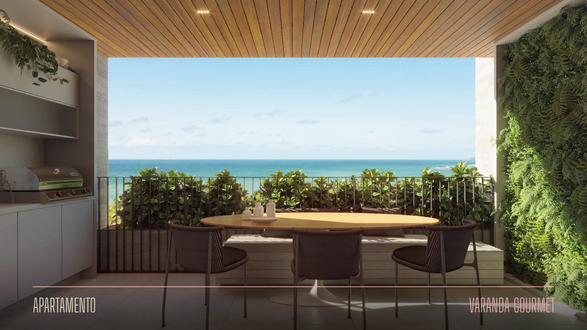 Varanda de apartamento do Unique Paiva com vista para o mar